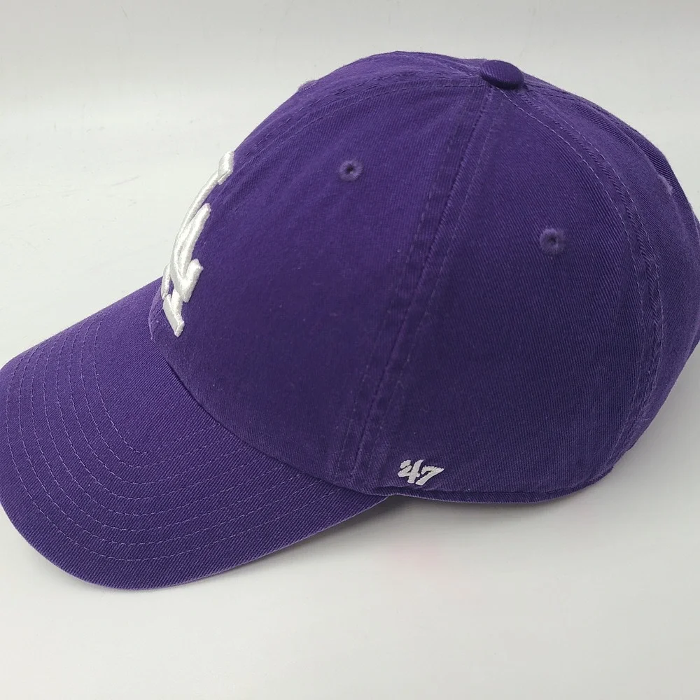 Los Angeles Dodgers Hat Strapback 47 Brand Clean Up Purple White MLB Baseball